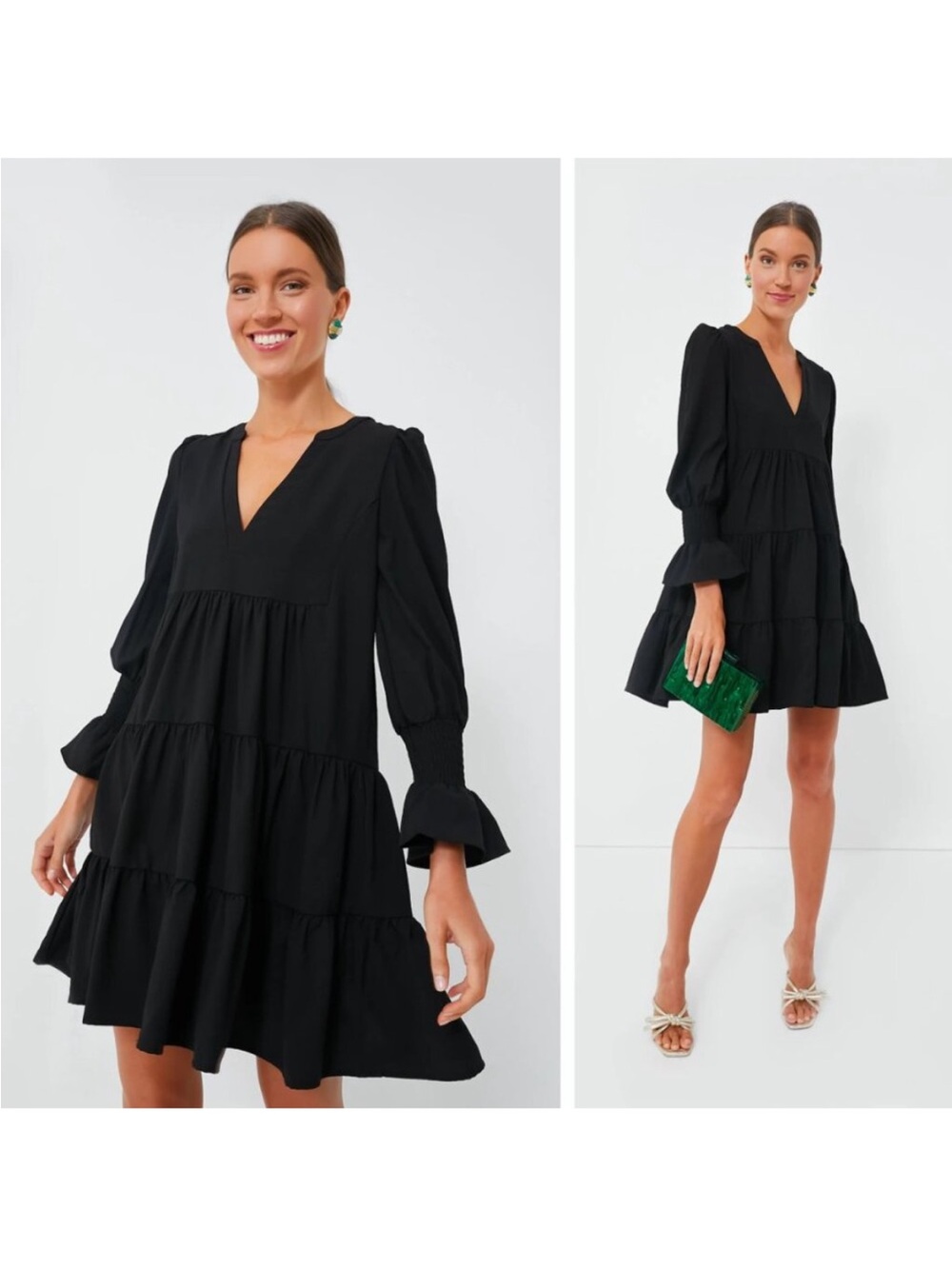 Tuckernuck Pomander Place Kenzo Tiered Black Preppy Baby Doll Dress XS